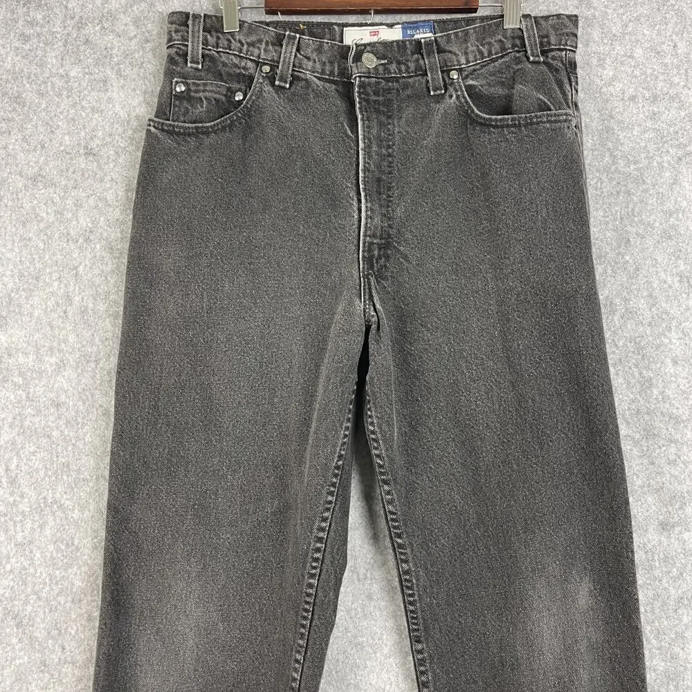 VTG Levis 540 Denim Jeans Mens 34x33 Black Relaxed Fit Brown Tab 90s USA Made
